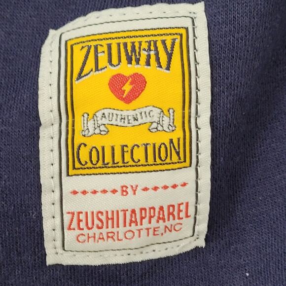 Vintage Charlotte Varsity Ringer Sweatshirt XL 25x27 Navy-Blue Yellow Trim Y2K - Picture 11 of 11